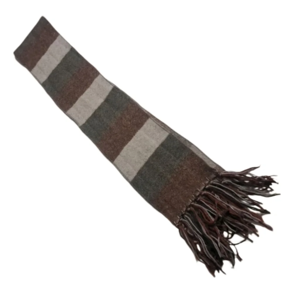 Striped Wool Scarf with Fringe